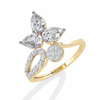 Gold Pear Cut Diamond Butterfly Statement Ring