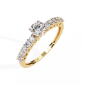 Yellow Gold Round Brilliant Diamond Shoulder-Set Engagement Ring