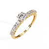 Gold Round Brilliant Diamond Shoulder-Set Engagement Ring