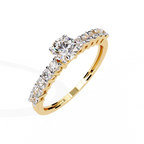 Yellow Gold Round Brilliant Diamond Shoulder-Set Engagement Ring