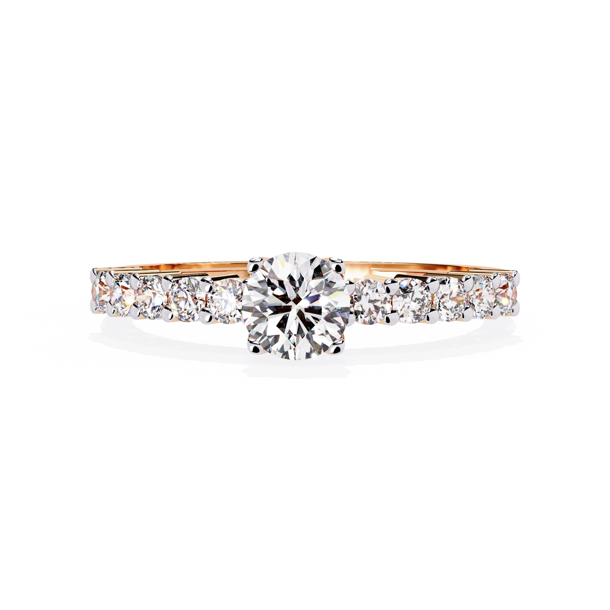 Rose Gold Round Brilliant Diamond Shoulder-Set Engagement Ring