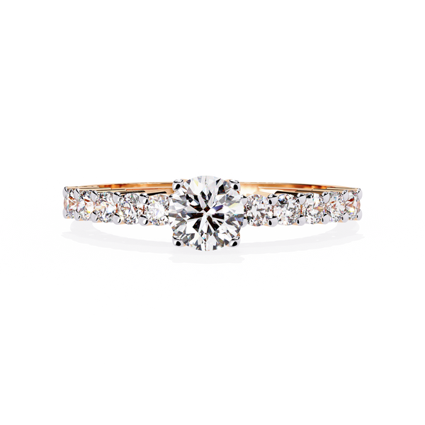 Rose Gold Round Brilliant Diamond Shoulder-Set Engagement Ring
