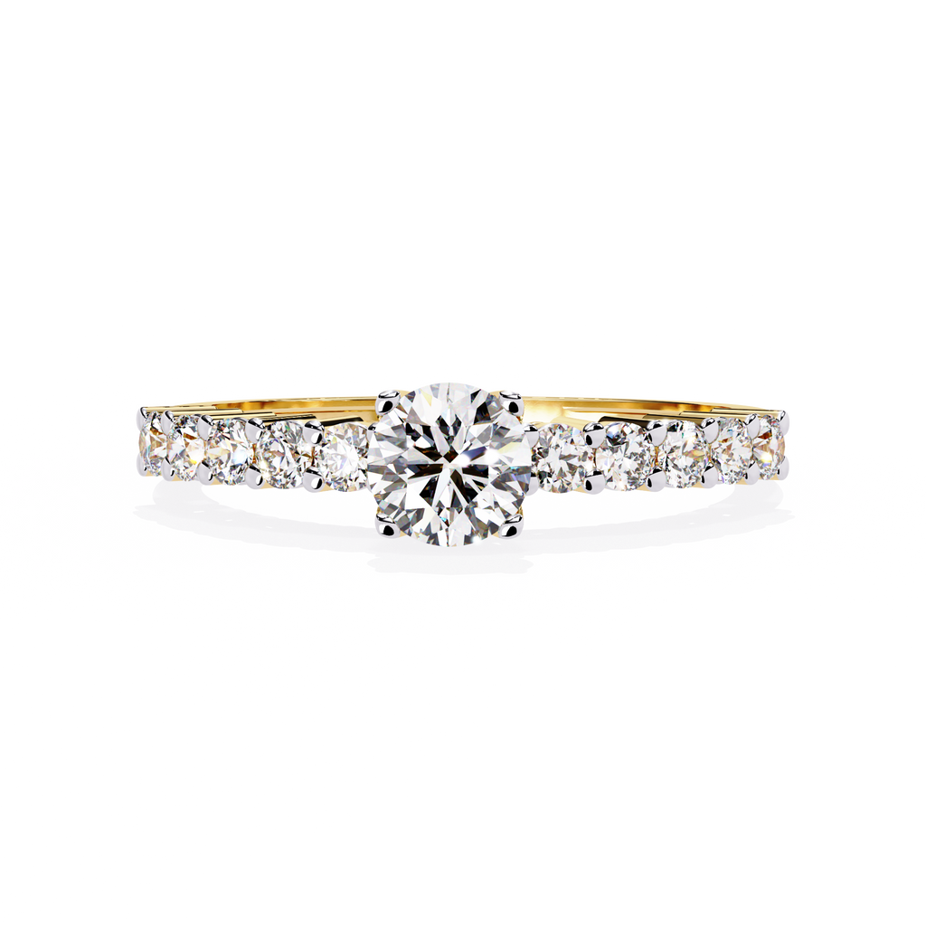 Yellow Gold Round Brilliant Diamond Shoulder-Set Engagement Ring
