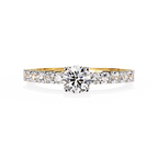 Yellow Gold Round Brilliant Diamond Shoulder-Set Engagement Ring
