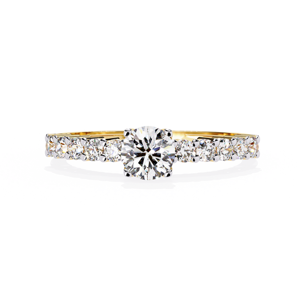 Gold Round Brilliant Diamond Shoulder-Set Engagement Ring