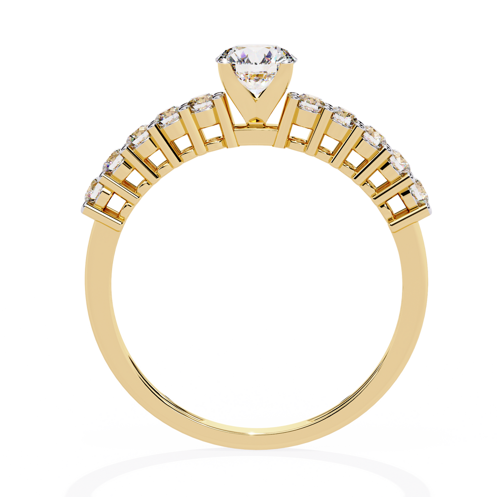 Yellow Gold Round Brilliant Diamond Shoulder-Set Engagement Ring