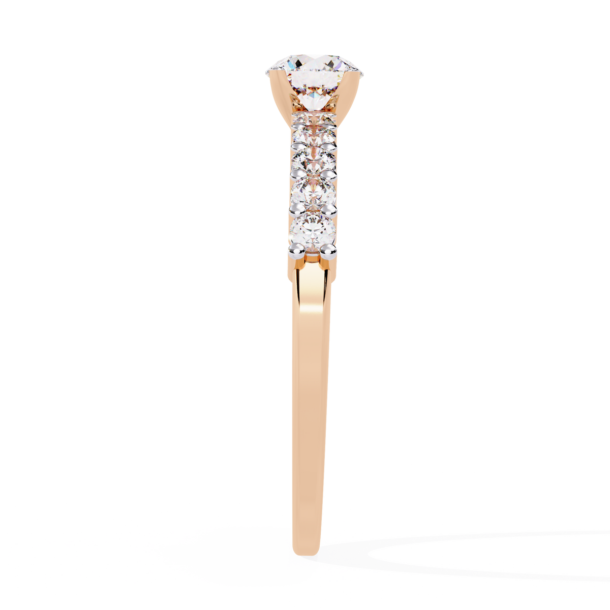 Rose Gold Round Brilliant Diamond Shoulder-Set Engagement Ring