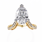 Yellow Gold Pear Cut Diamond Crossover Pave Engagement Ring