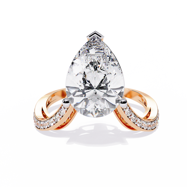 Rose Gold Pear Cut Diamond Crossover Pave Engagement Ring