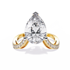 Yellow Gold Pear Cut Diamond Crossover Pave Engagement Ring
