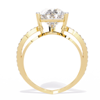 Yellow Gold Pear Cut Diamond Crossover Pave Engagement Ring