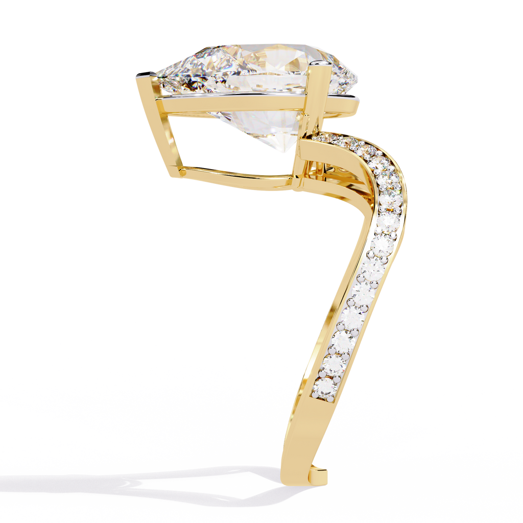 Yellow Gold Pear Cut Diamond Crossover Pave Engagement Ring