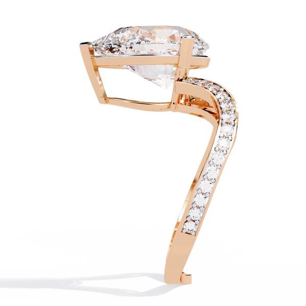 Rose Gold Pear Cut Diamond Crossover Pave Engagement Ring