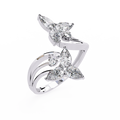 White Gold Pear Diamond Double Butterfly Bypass Ring