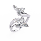 White Gold Pear Diamond Double Butterfly Bypass Ring