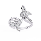 White Gold Pear Diamond Double Butterfly Bypass Ring