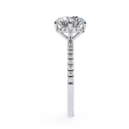 White Gold Round Diamond Solitaire Pavé Engagement Ring