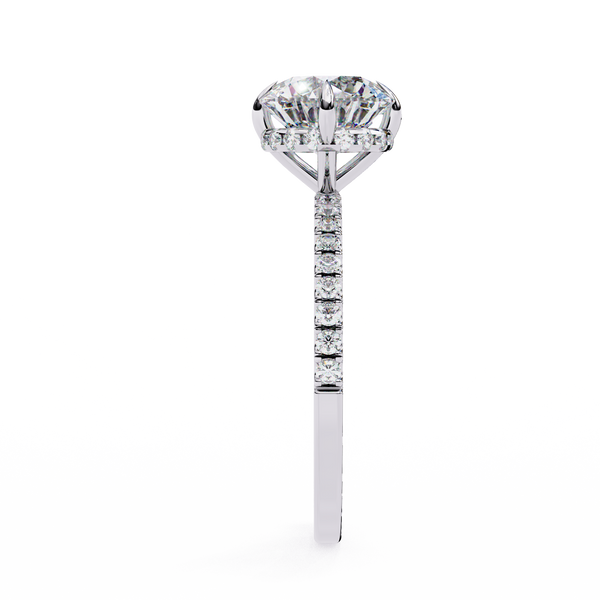 White Gold Round Diamond Solitaire Pavé Engagement Ring