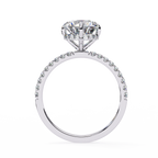 White Gold Round Diamond Solitaire Pavé Engagement Ring