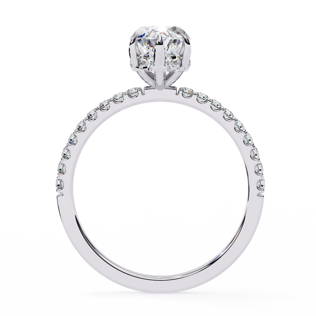 White Gold Marquise Diamond Solitaire Pavé Engagement Ring