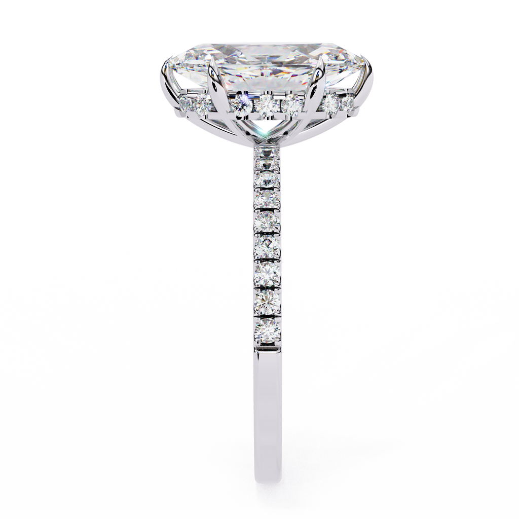 White Gold Marquise Diamond Solitaire Pavé Engagement Ring