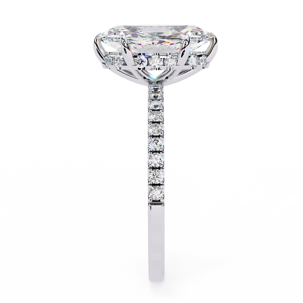 White Gold Marquise Diamond Solitaire Pavé Engagement Ring