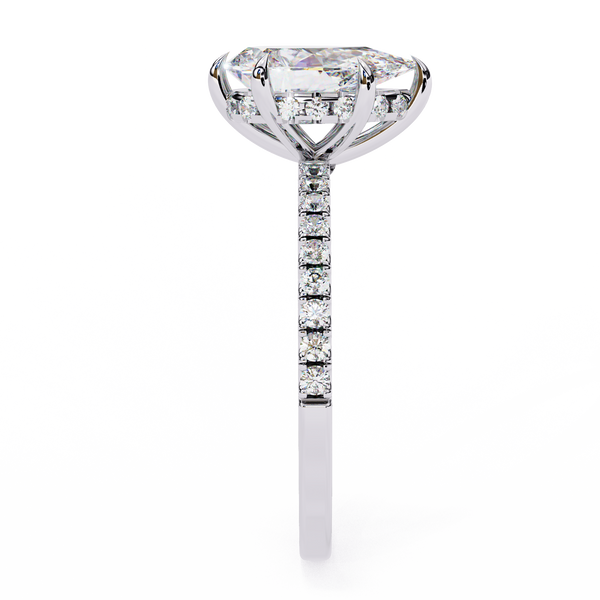 White Gold Pear Diamond Solitaire Pavé Engagement Ring