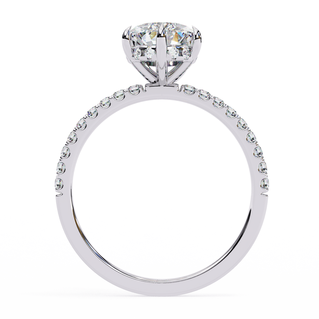 White Gold Pear Diamond Solitaire Pavé Engagement Ring