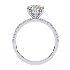 White Gold Pear Diamond Solitaire Pavé Engagement Ring