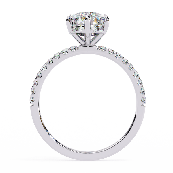 White Gold Pear Diamond Solitaire Pavé Engagement Ring