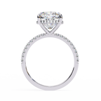 White Gold Cushion-Cut Diamond Solitaire Pavé Engagement Ring