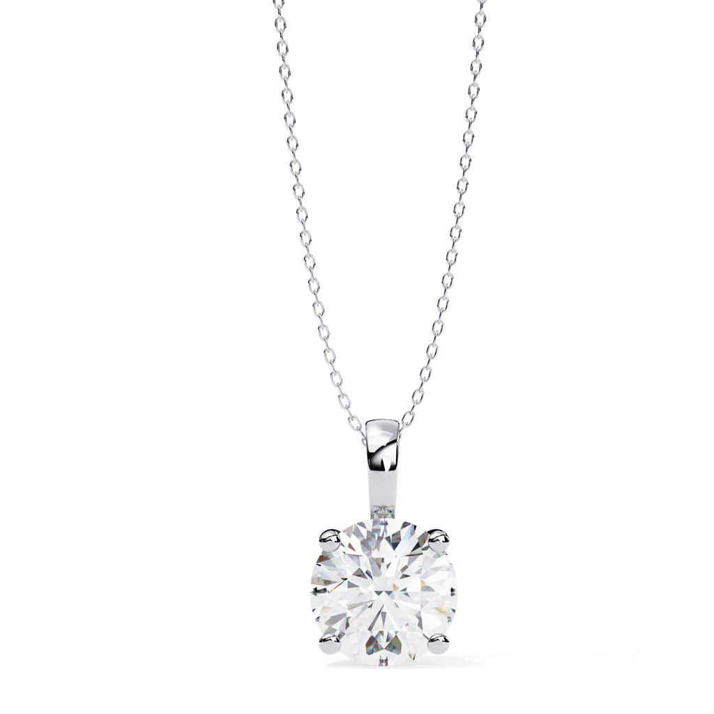 White Gold Classic Four-Claw Round Solitaire Pendant