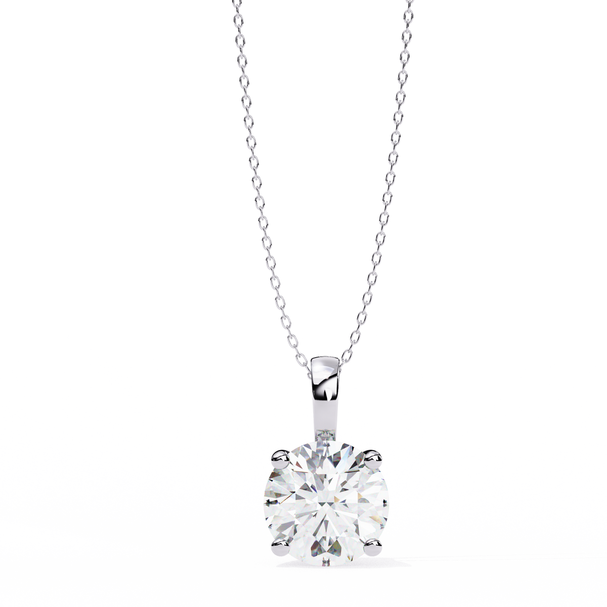 White Gold Classic Four-Claw Round Solitaire Pendant