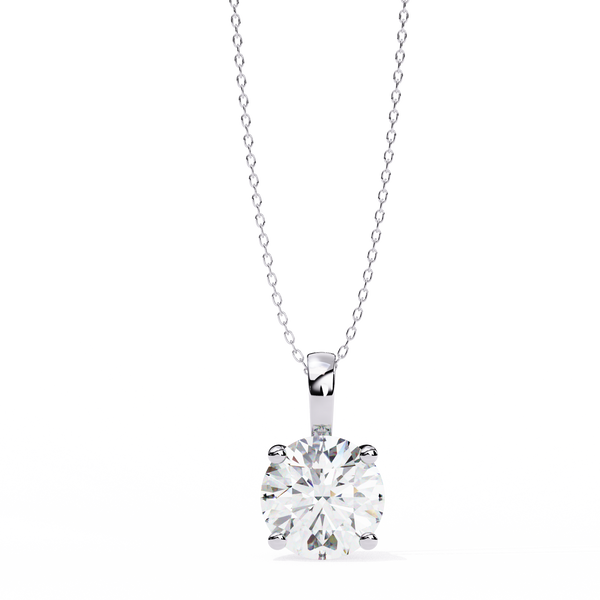 White Gold Classic Four-Claw Round Solitaire Pendant