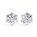 White Gold Six-Prong Crown Round Diamond Stud Earrings