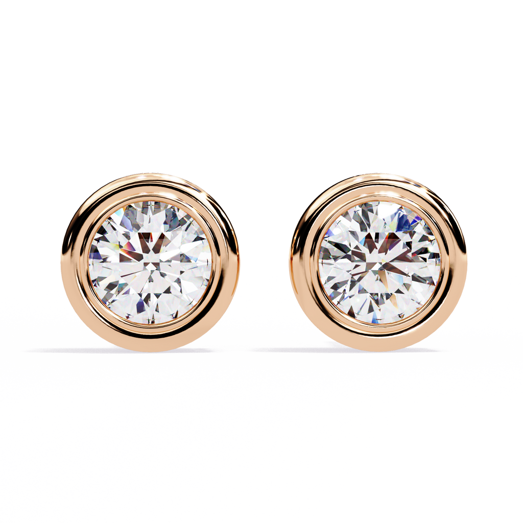 Elegant Round Natural Diamond Stud Earrings