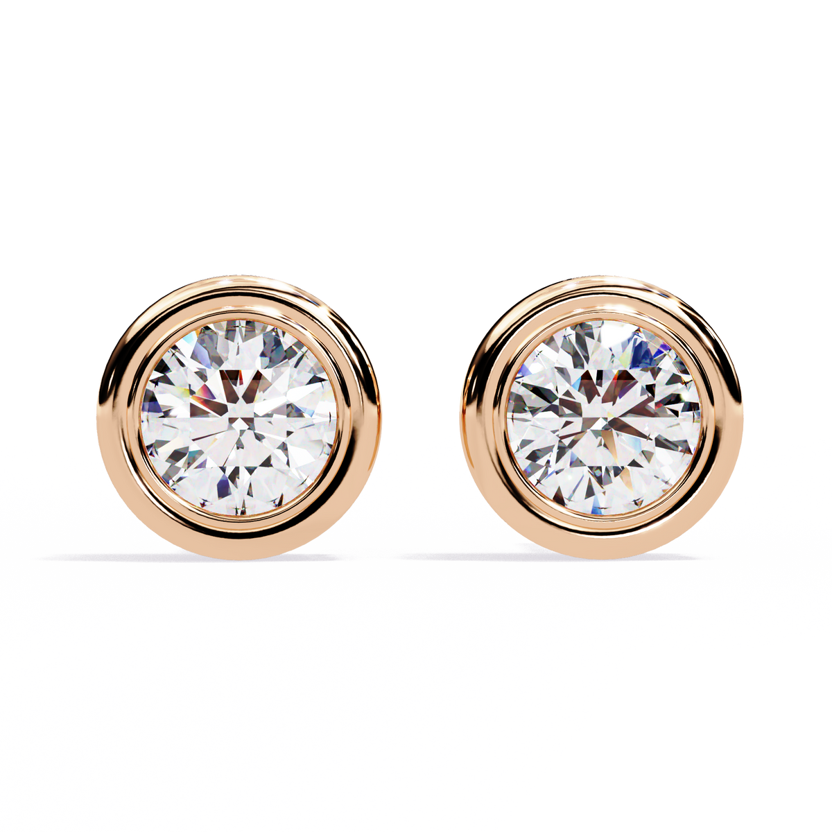 Elegant Round Natural Diamond Stud Earrings