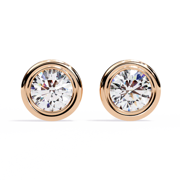 Elegant Round Natural Diamond Stud Earrings