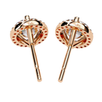 Rose Gold Diamond Halo Stud Earrings