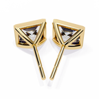 Yellow Gold Princess Cut Diamond Bezel Stud Earring