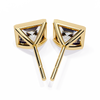 Gold Princess Cut Diamond Bezel Stud Earring