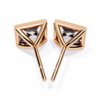 Rose Gold Bezel-Set Princess Cut Diamond Stud Earrings