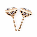 Rose Gold Bezel-Set Princess Cut Diamond Stud Earrings