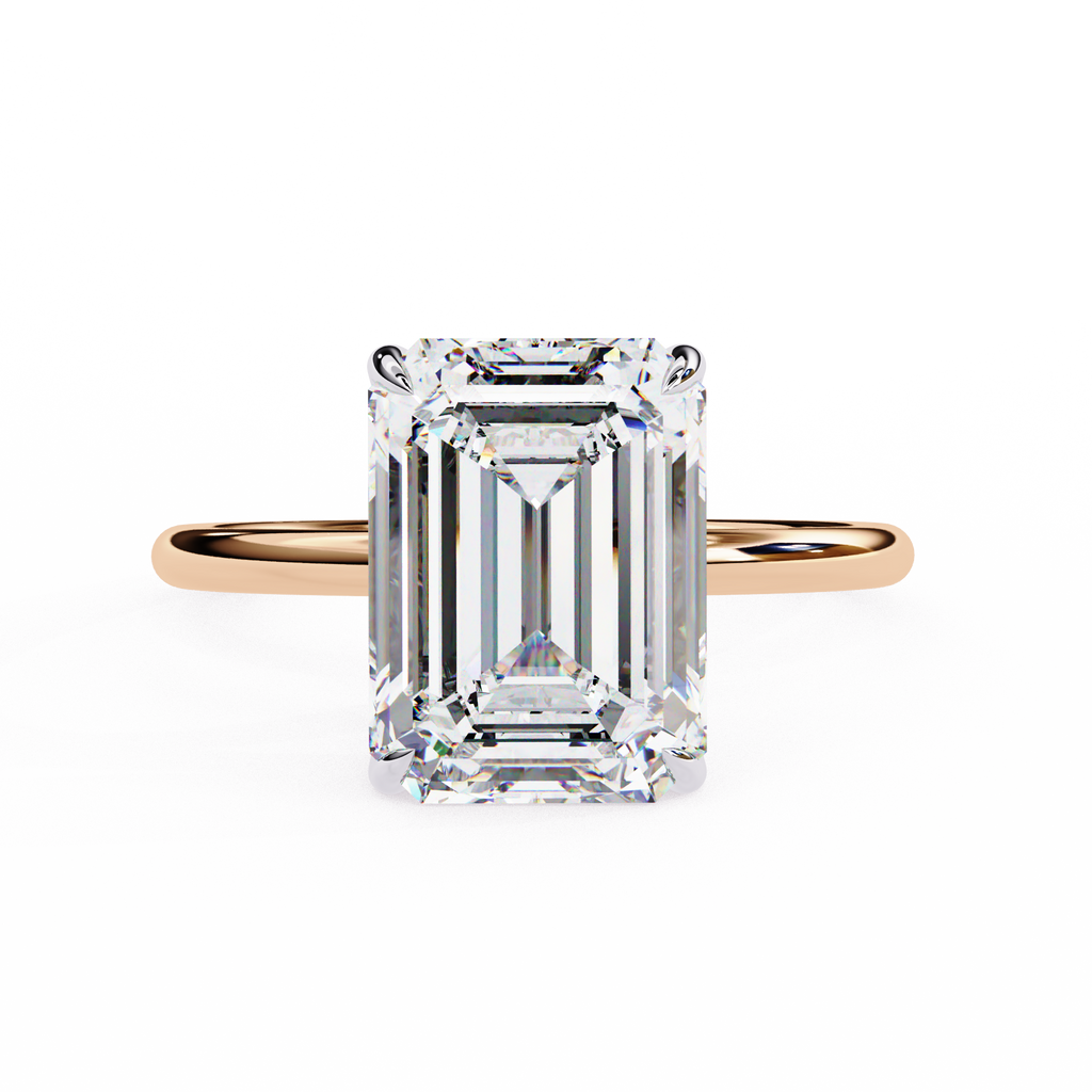 Rose Gold Emerald Cut Solitaire Diamond Engagement Ring