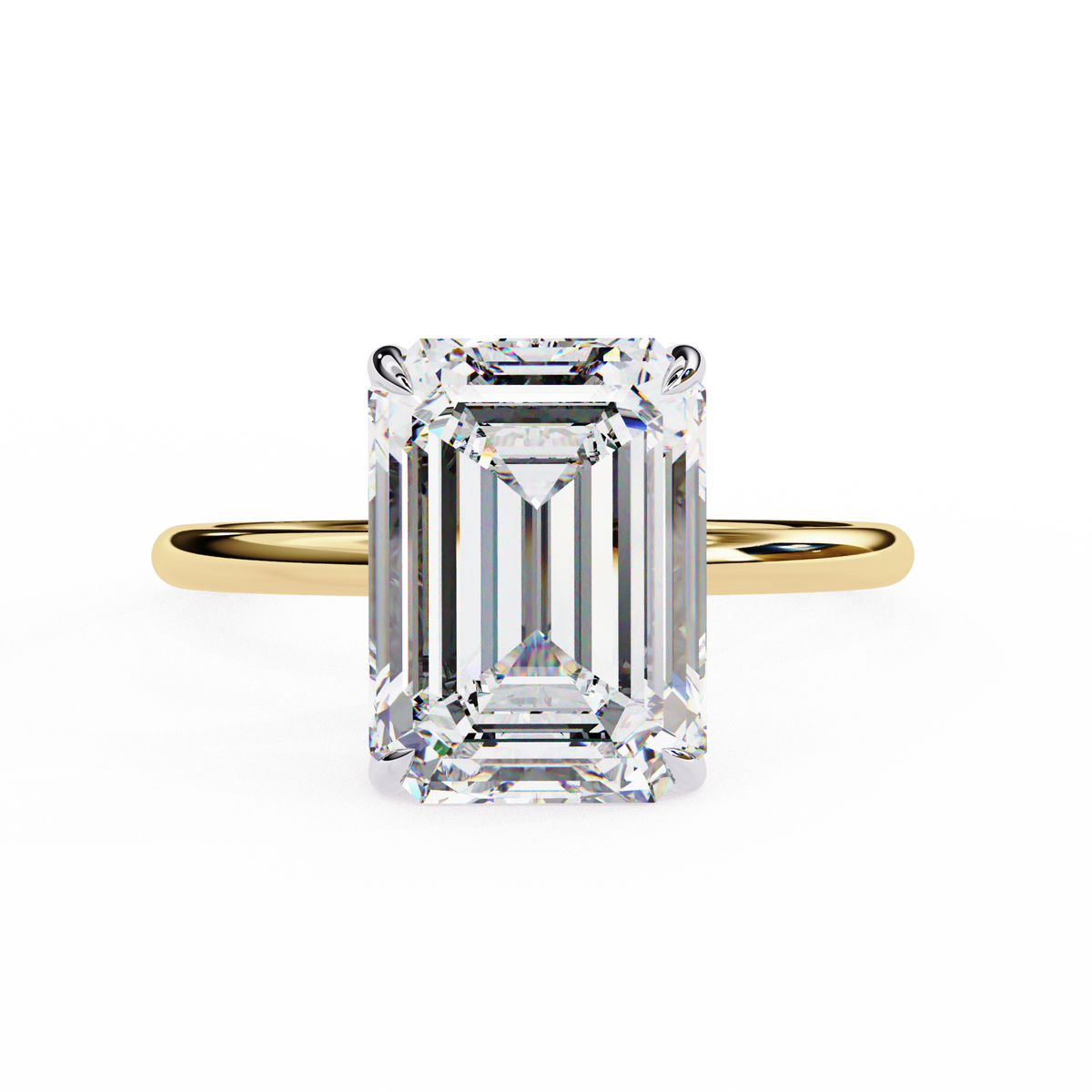 Yellow Gold Emerald Cut Solitaire Diamond Engagement Ring