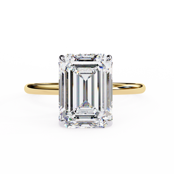 Yellow Gold Emerald Cut Solitaire Diamond Engagement Ring