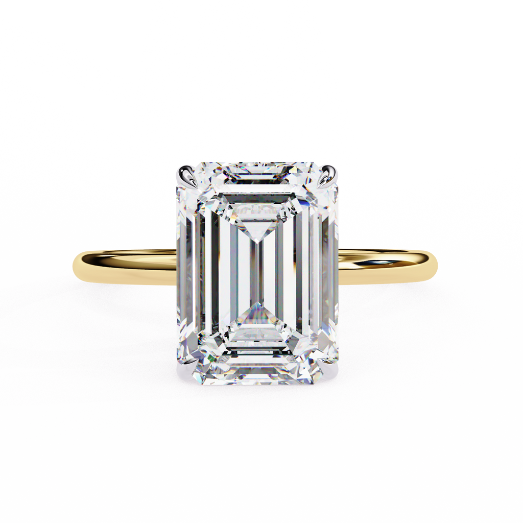Yellow Gold Emerald Cut Solitaire Diamond Engagement Ring