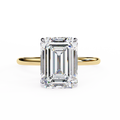 Yellow Gold Emerald Cut Solitaire Diamond Engagement Ring