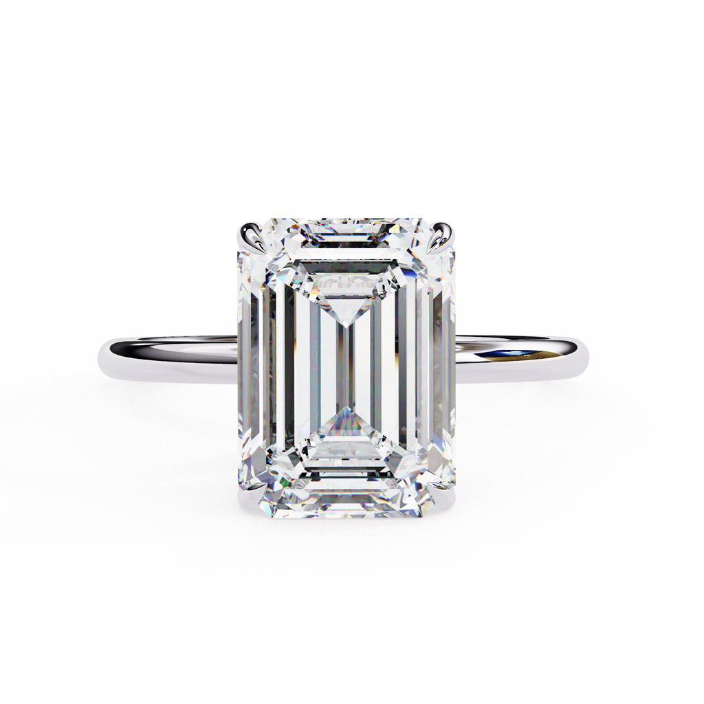 White Gold Emerald-Cut Diamond Solitaire Engagement Ring
