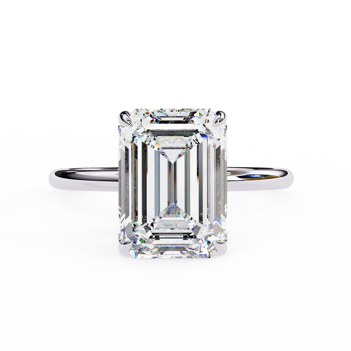 White Gold Emerald-Cut Diamond Solitaire Engagement Ring